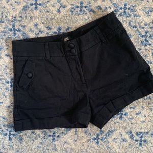 H&M Black Cuffed Shorts